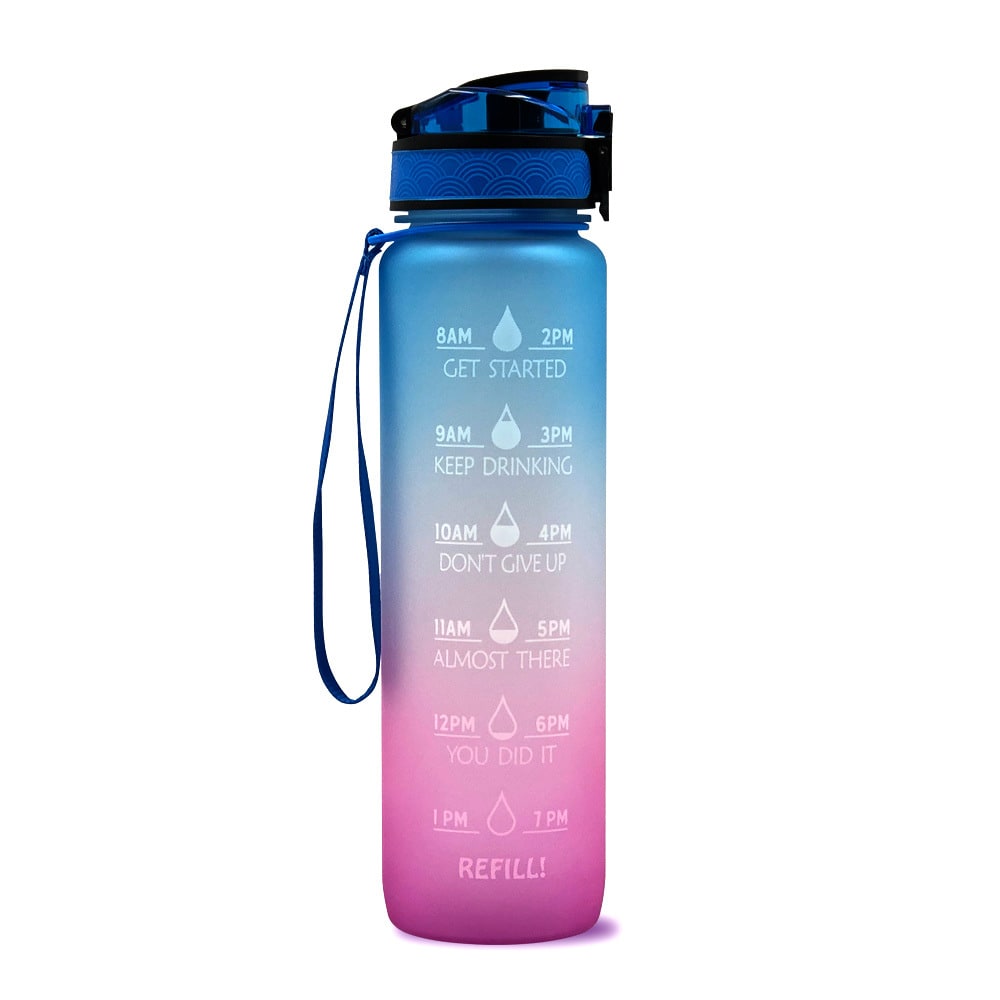 Motivational Sports Water Bottle with Fruit Infuser Time Markers and Flip-Top Lid 32 Oz - Image 21