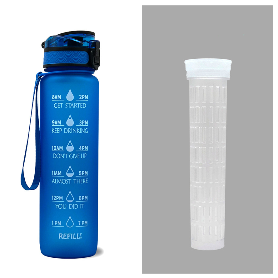 Motivational Sports Water Bottle with Fruit Infuser Time Markers and Flip-Top Lid 32 Oz - Image 22