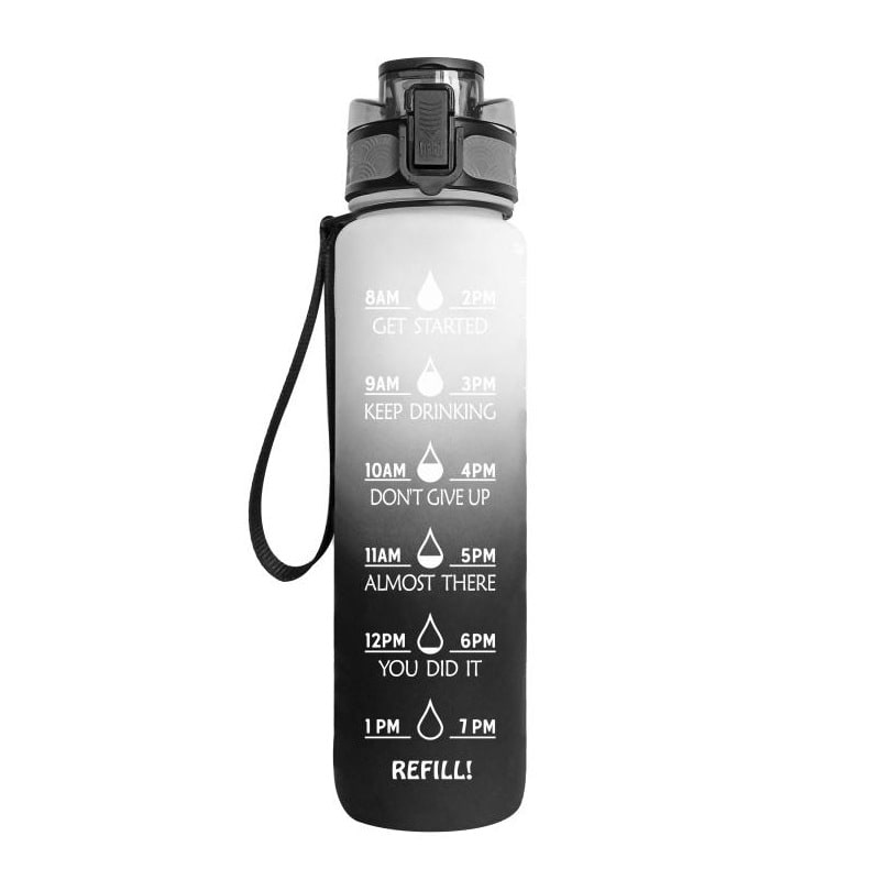 Motivational Sports Water Bottle with Fruit Infuser Time Markers and Flip-Top Lid 32 Oz - Image 24