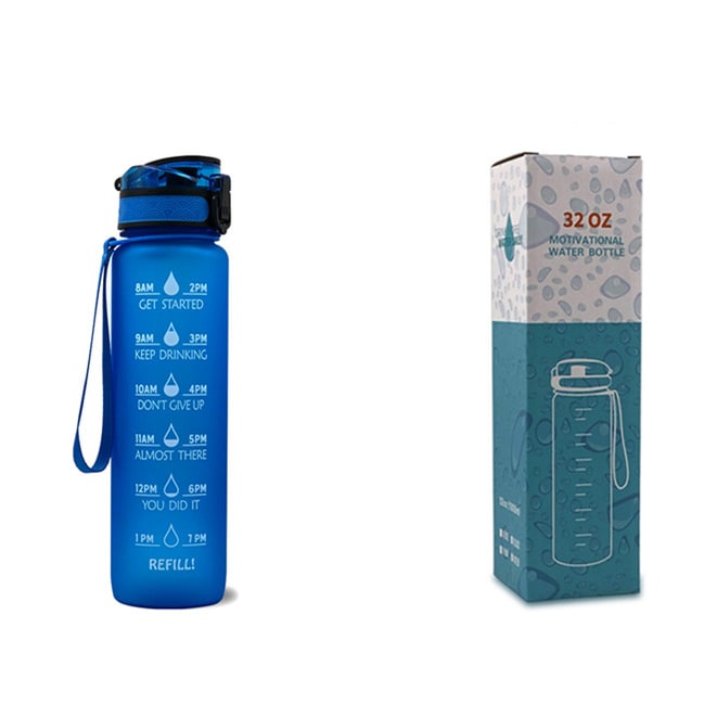 Motivational Sports Water Bottle with Fruit Infuser Time Markers and Flip-Top Lid 32 Oz - Image 25