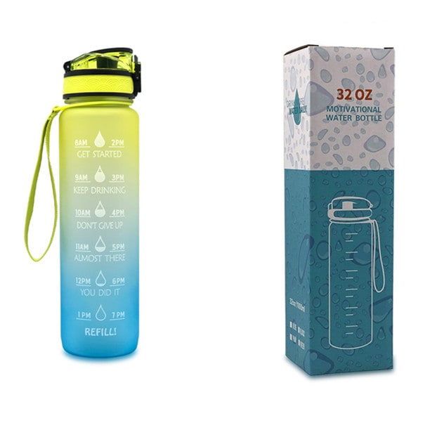 Motivational Sports Water Bottle with Fruit Infuser Time Markers and Flip-Top Lid 32 Oz - Image 27