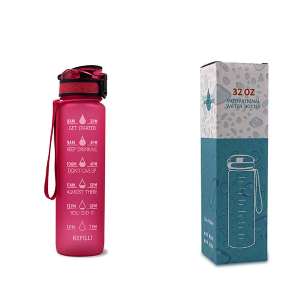 Motivational Sports Water Bottle with Fruit Infuser Time Markers and Flip-Top Lid 32 Oz - Image 29