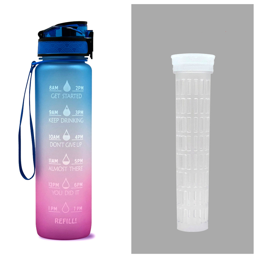 Motivational Sports Water Bottle with Fruit Infuser Time Markers and Flip-Top Lid 32 Oz - Image 3