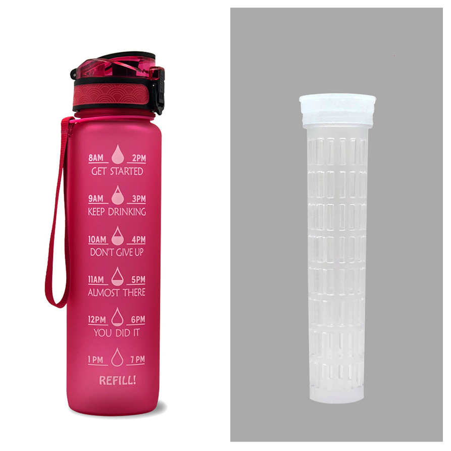 Motivational Sports Water Bottle with Fruit Infuser Time Markers and Flip-Top Lid 32 Oz - Image 30