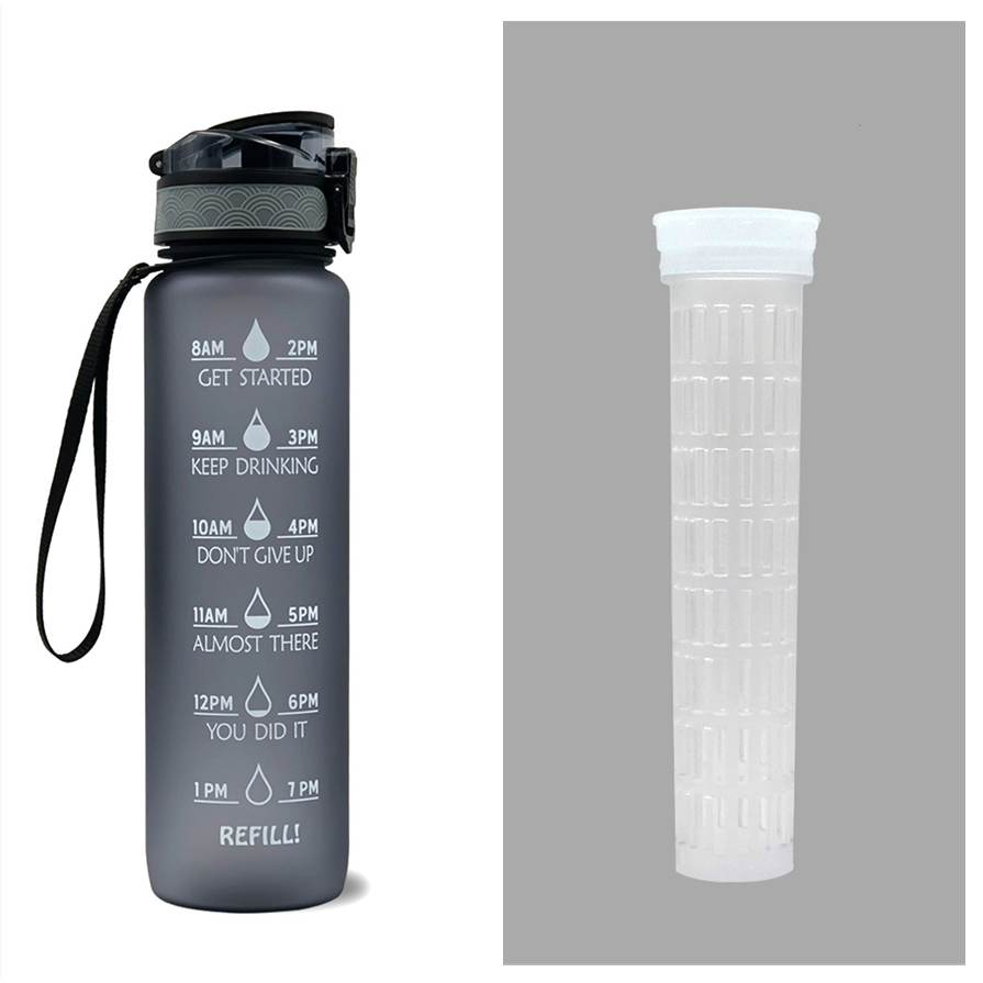 Motivational Sports Water Bottle with Fruit Infuser Time Markers and Flip-Top Lid 32 Oz - Image 32