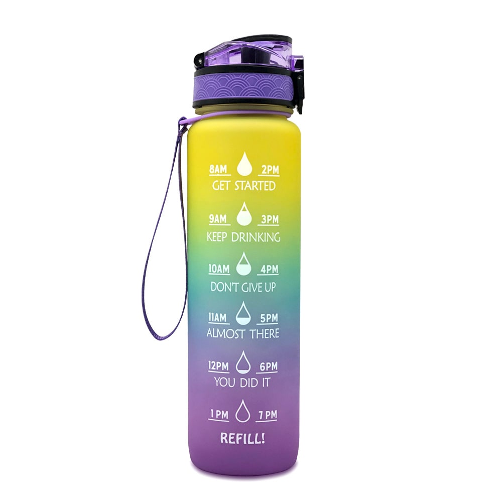 Motivational Sports Water Bottle with Fruit Infuser Time Markers and Flip-Top Lid 32 Oz - Image 33