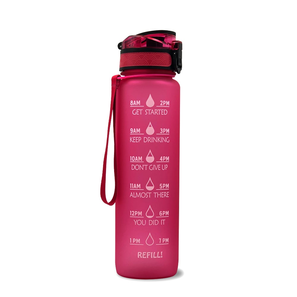 Motivational Sports Water Bottle with Fruit Infuser Time Markers and Flip-Top Lid 32 Oz - Image 34