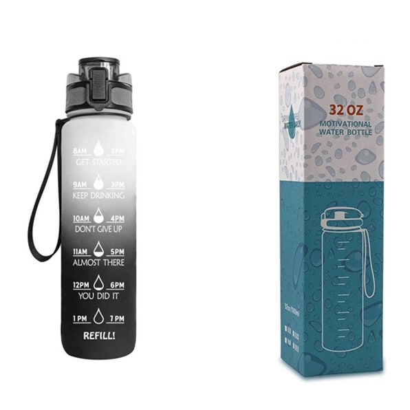 Motivational Sports Water Bottle with Fruit Infuser Time Markers and Flip-Top Lid 32 Oz - Image 36