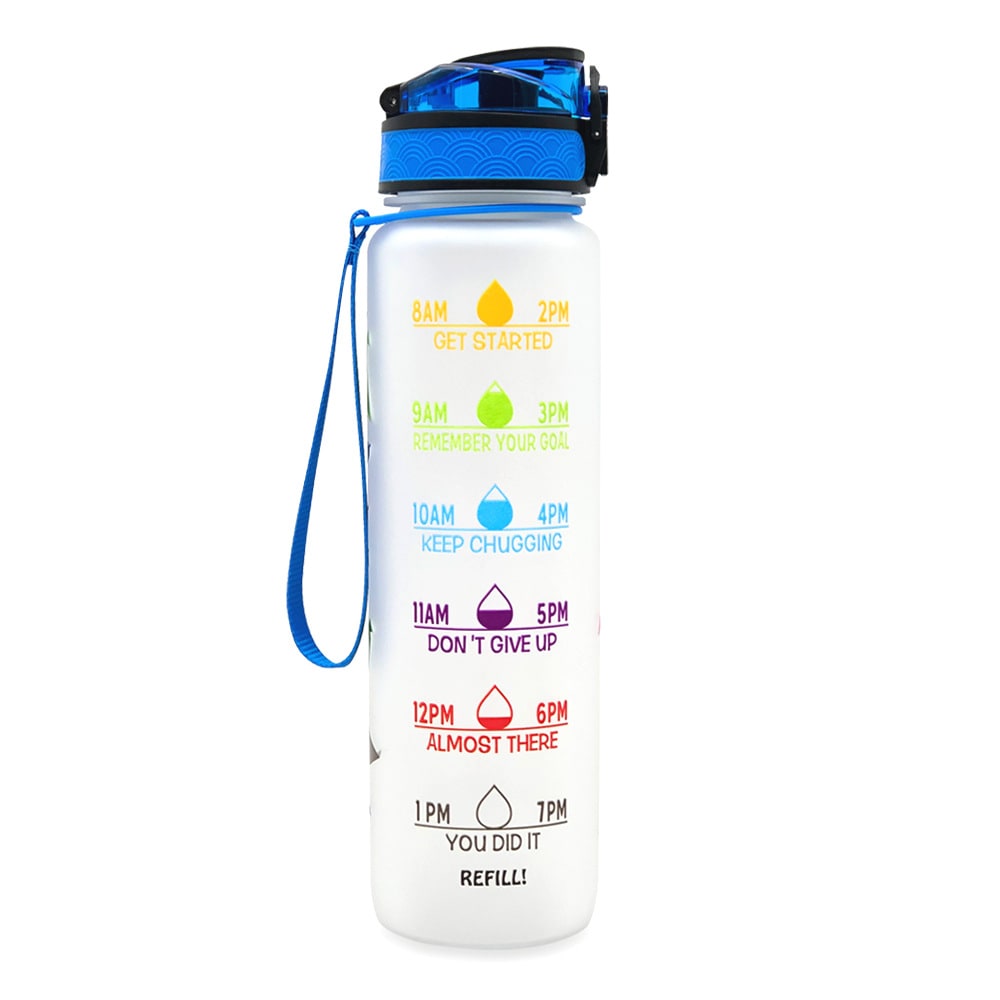 Motivational Sports Water Bottle with Fruit Infuser Time Markers and Flip-Top Lid 32 Oz - Image 37