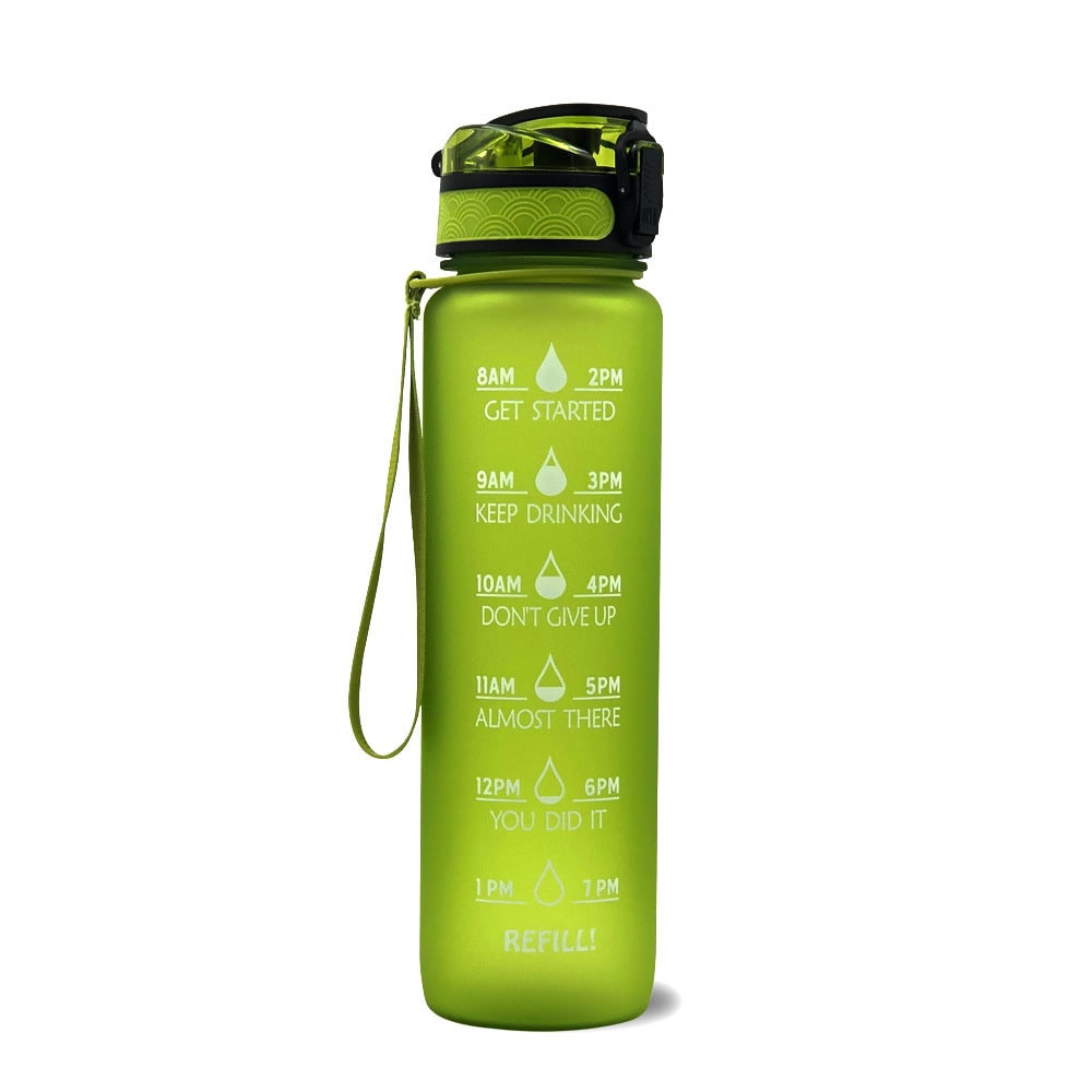 Motivational Sports Water Bottle with Fruit Infuser Time Markers and Flip-Top Lid 32 Oz - Image 39