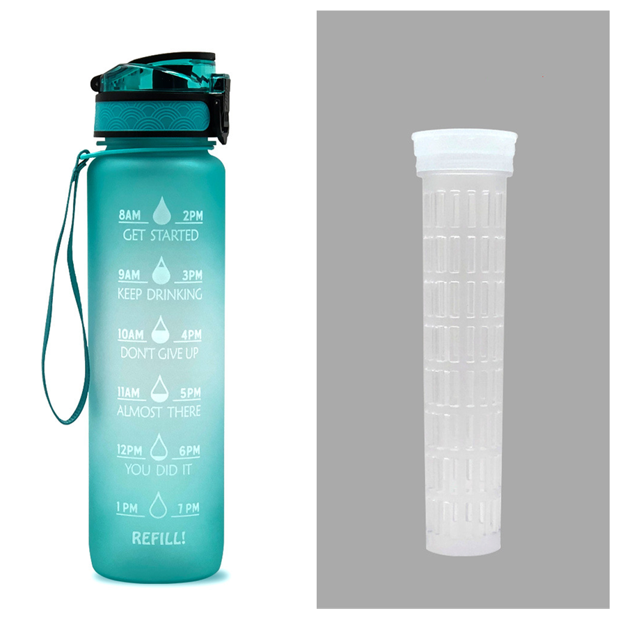 Motivational Sports Water Bottle with Fruit Infuser Time Markers and Flip-Top Lid 32 Oz - Image 41
