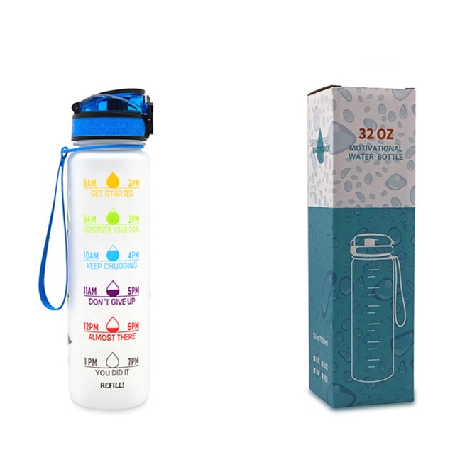 Motivational Sports Water Bottle with Fruit Infuser Time Markers and Flip-Top Lid 32 Oz - Image 5