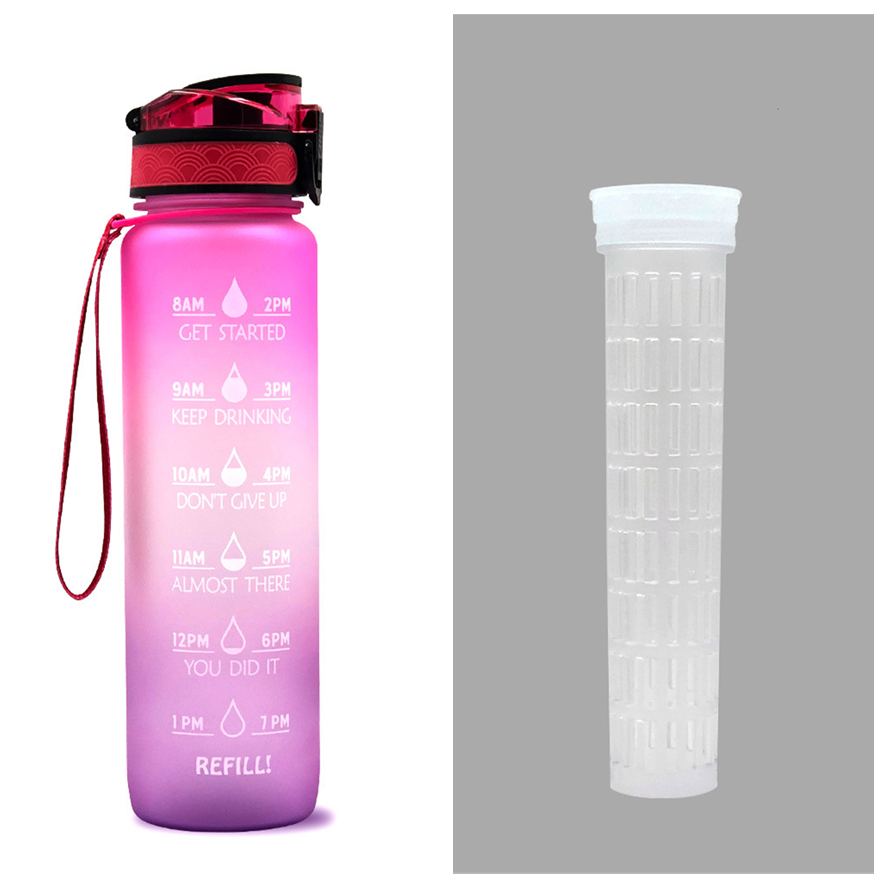 Motivational Sports Water Bottle with Fruit Infuser Time Markers and Flip-Top Lid 32 Oz - Image 6