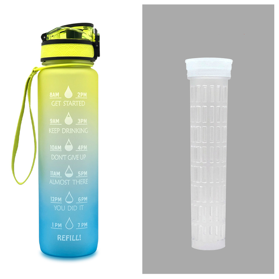 Motivational Sports Water Bottle with Fruit Infuser Time Markers and Flip-Top Lid 32 Oz - Image 7