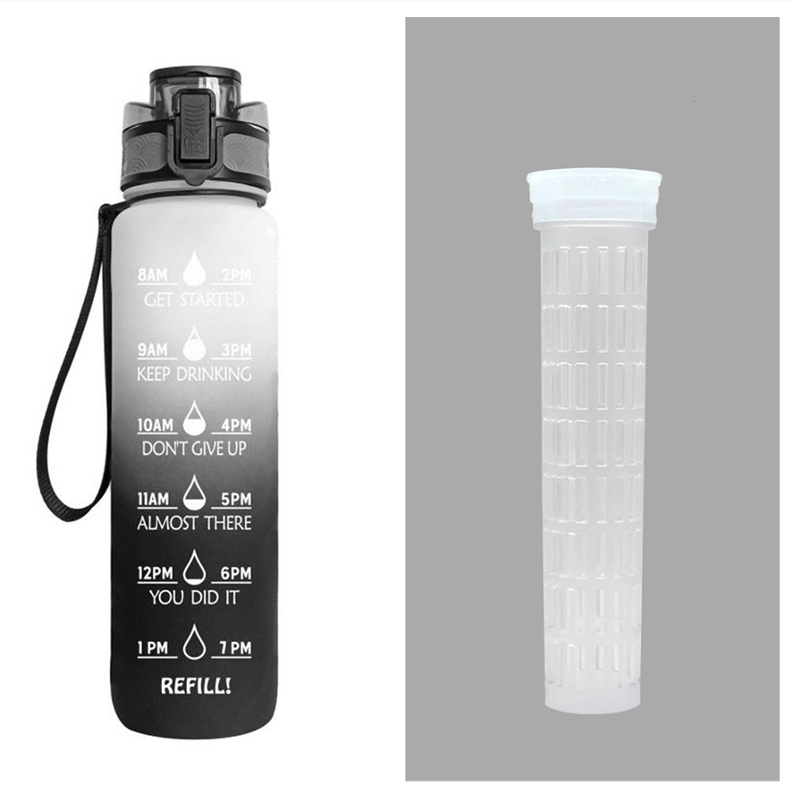 Motivational Sports Water Bottle with Fruit Infuser Time Markers and Flip-Top Lid 32 Oz - Image 8