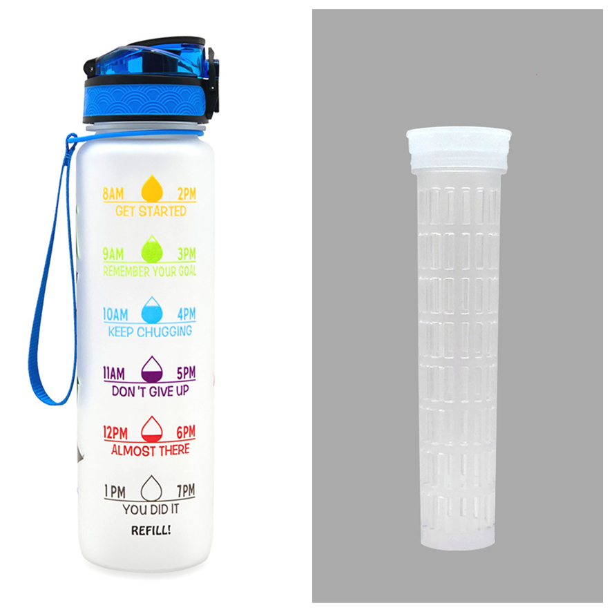 Motivational Sports Water Bottle with Fruit Infuser Time Markers and Flip-Top Lid 32 Oz - Image 9