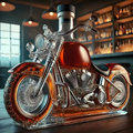 Motorcycle Glass Whiskey Decanter with Black Cap and Molded Engine Details Custom - Image 1