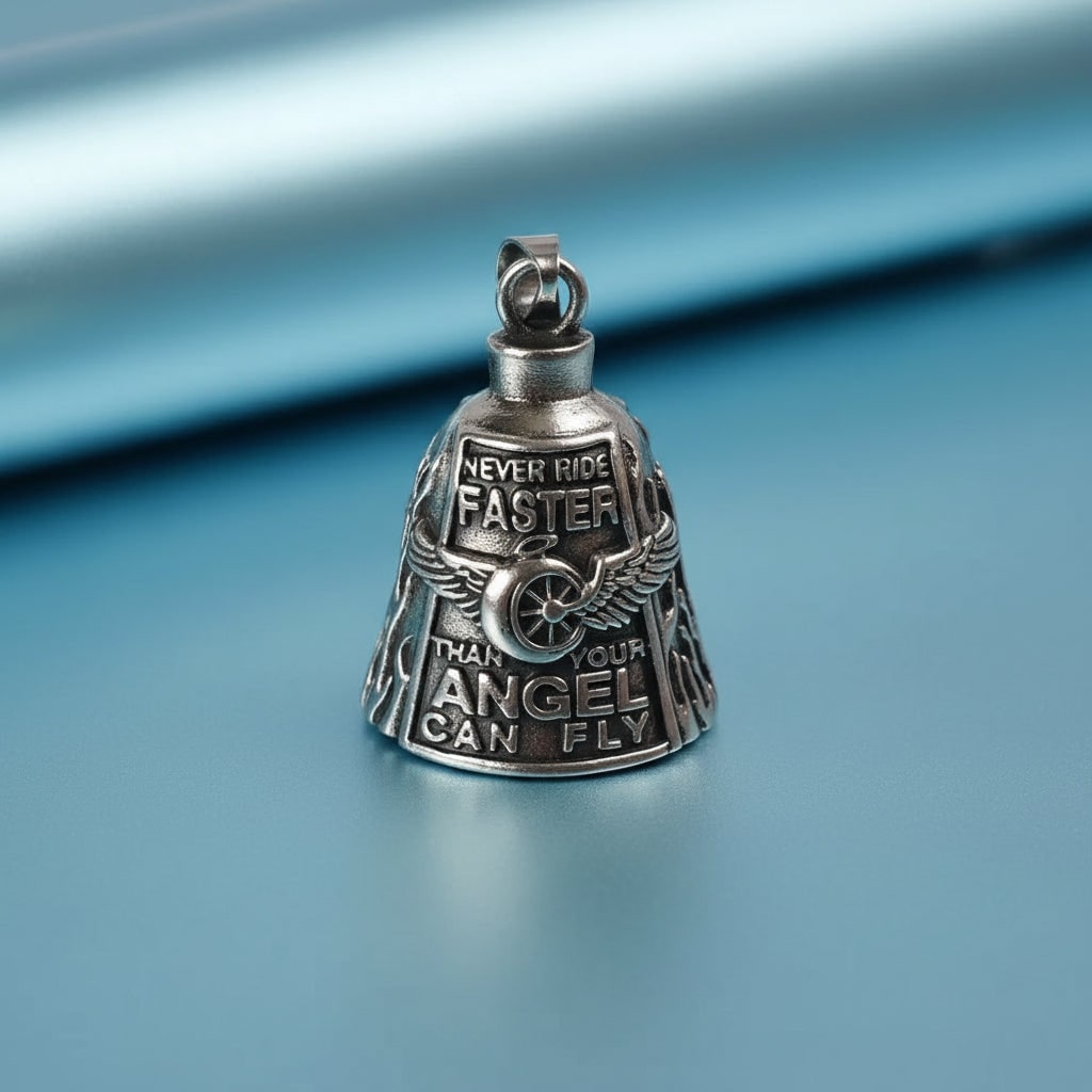 Motorcycle Guardian Bell for Biker with Vintage Angel Charm Pendant Meaning - Image 3