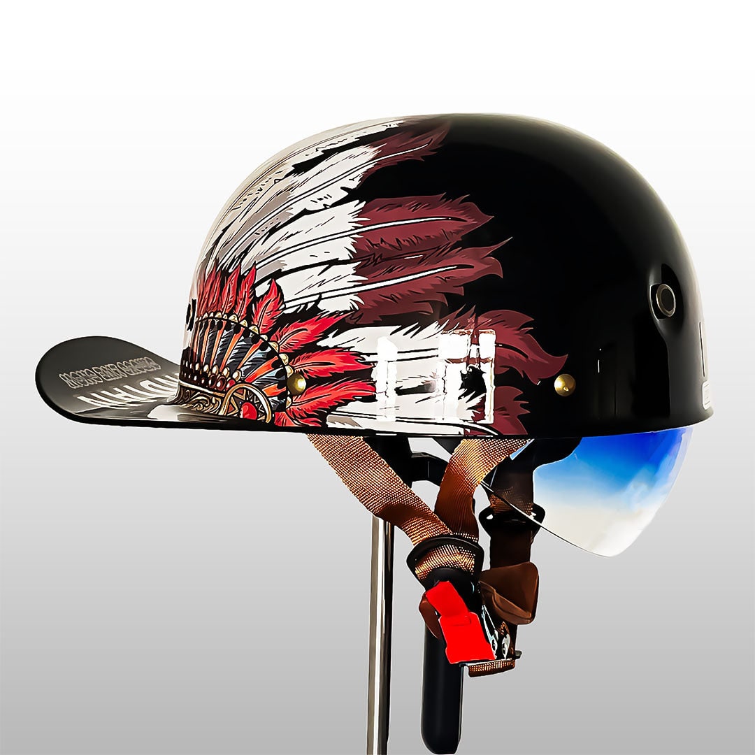 Motorcycle Half Helmet Retro Vintage Style with Quick Release and Detachable Visor - Image 12