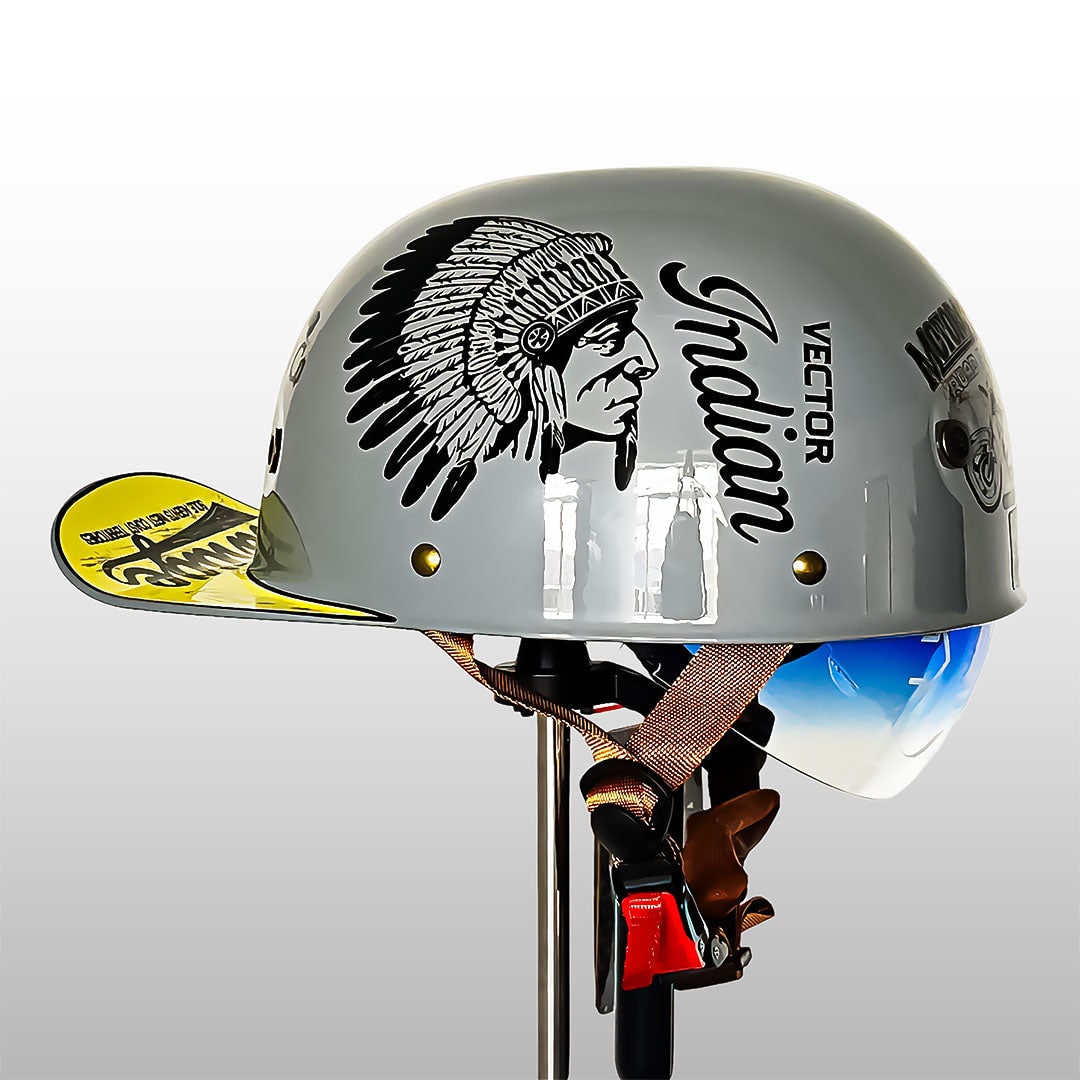 Motorcycle Half Helmet Retro Vintage Style with Quick Release and Detachable Visor - Image 13