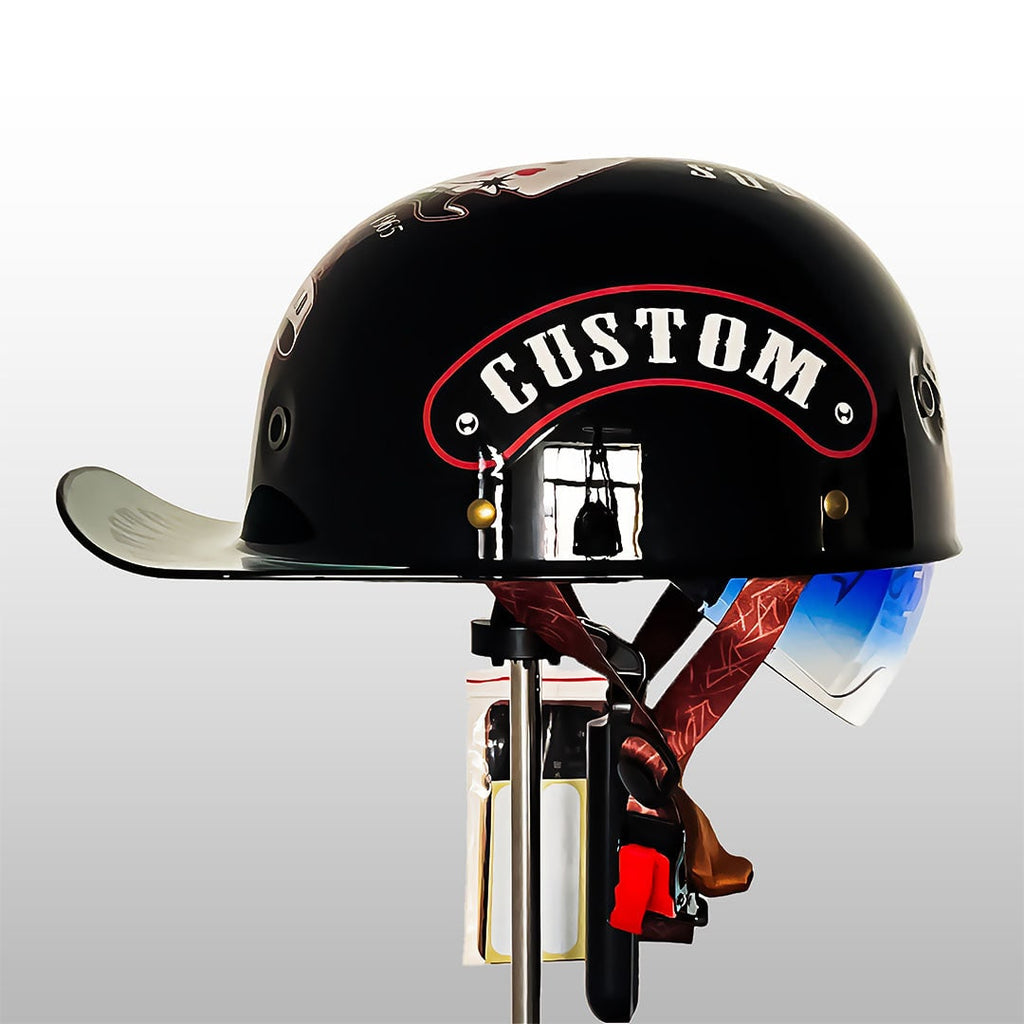 Motorcycle Half Helmet Retro Vintage Style with Quick Release and Detachable Visor - Image 14