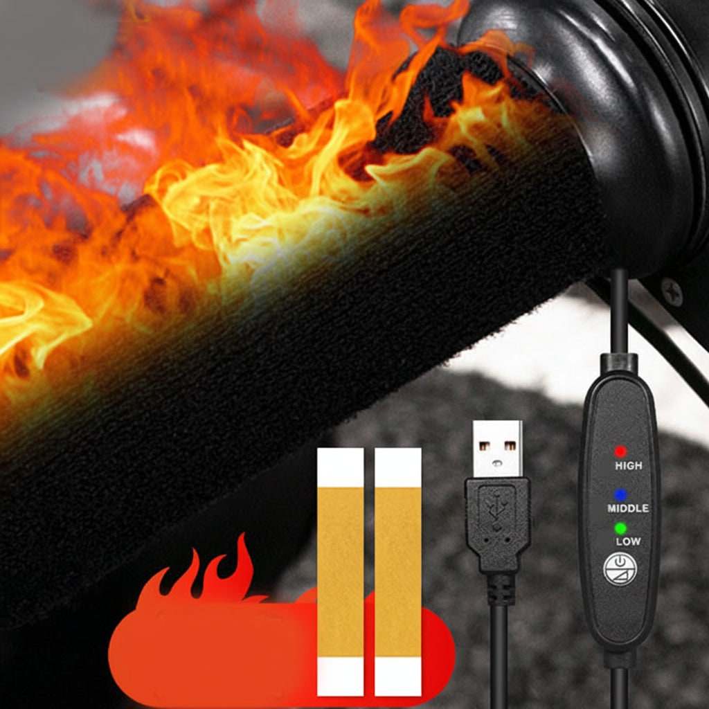 Motorcycle Heated Grips with USB Temperature Control and Non-Slip Fabric Covers - Image 8