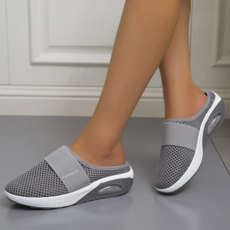Mule Sneakers with Air Cushion Platform Mesh Slip-On and Non-Slip Sole - Image 2