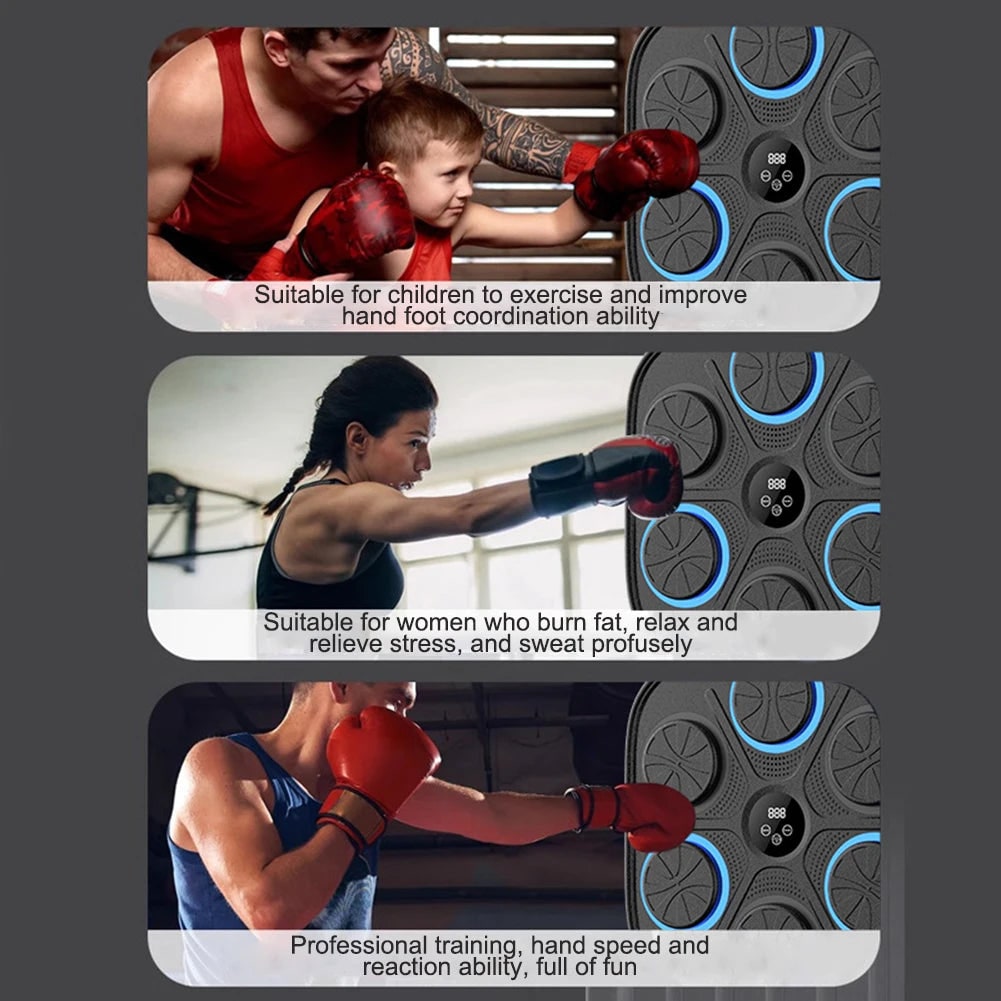 Music Boxing Machine Wall Mounted LED Electronic Wireless 6 Pad Trainer - Image 2