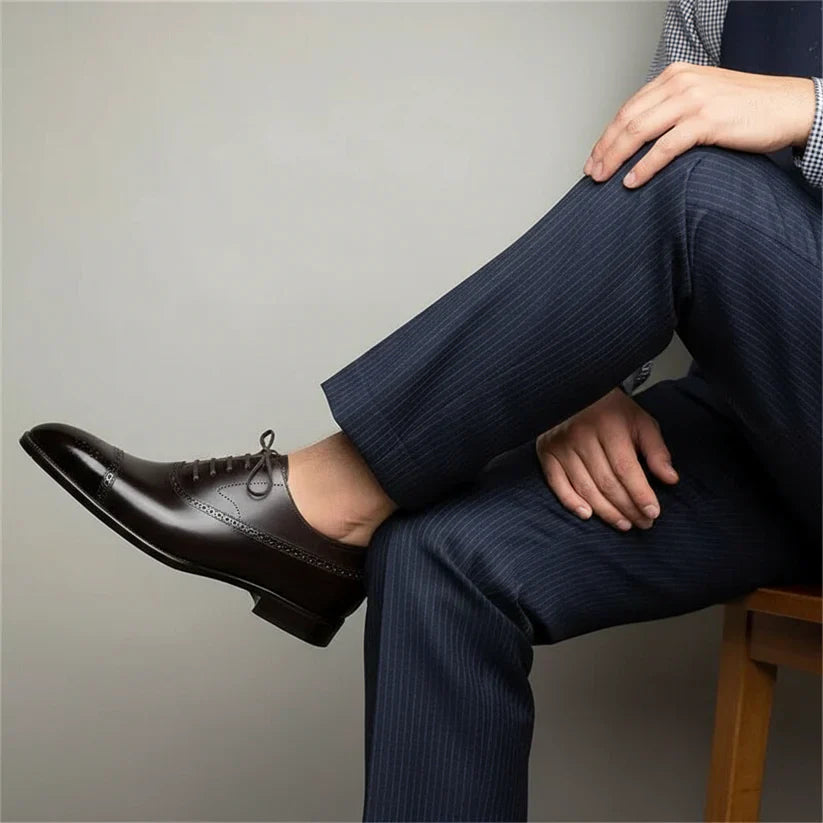 Men's Oxford Brogue Dress Shoes for Refined and Elegant Wedding Style Look