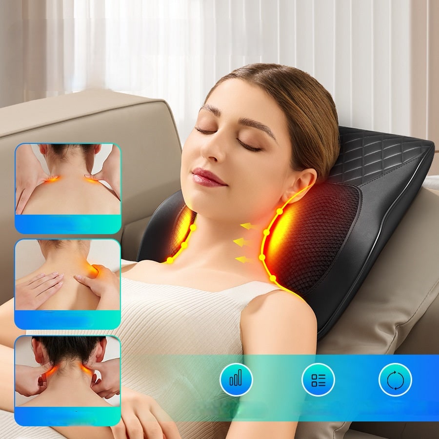 Neck Massager and Massage Pillow with Shiatsu Heated Cushion for Shoulder Relief - Image 3