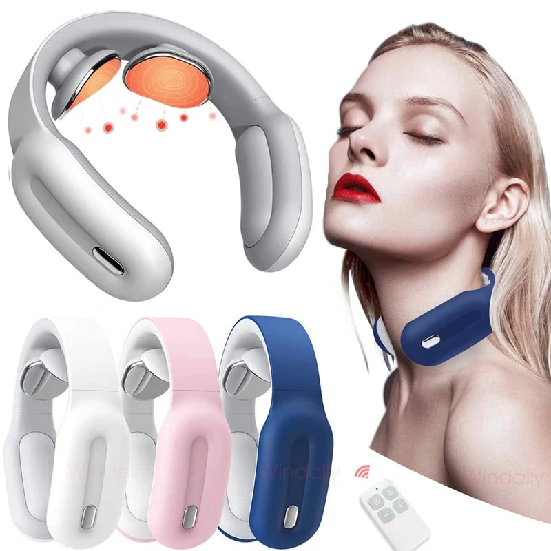 Neck Massager with Heat and Shoulder Trapezius Muscle Relief Wireless Electric Pulse Device - Image 1