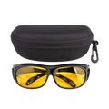 Night Driving Glasses Anti-Glare Yellow Lens Wrap-Around Travel Case - Image 1