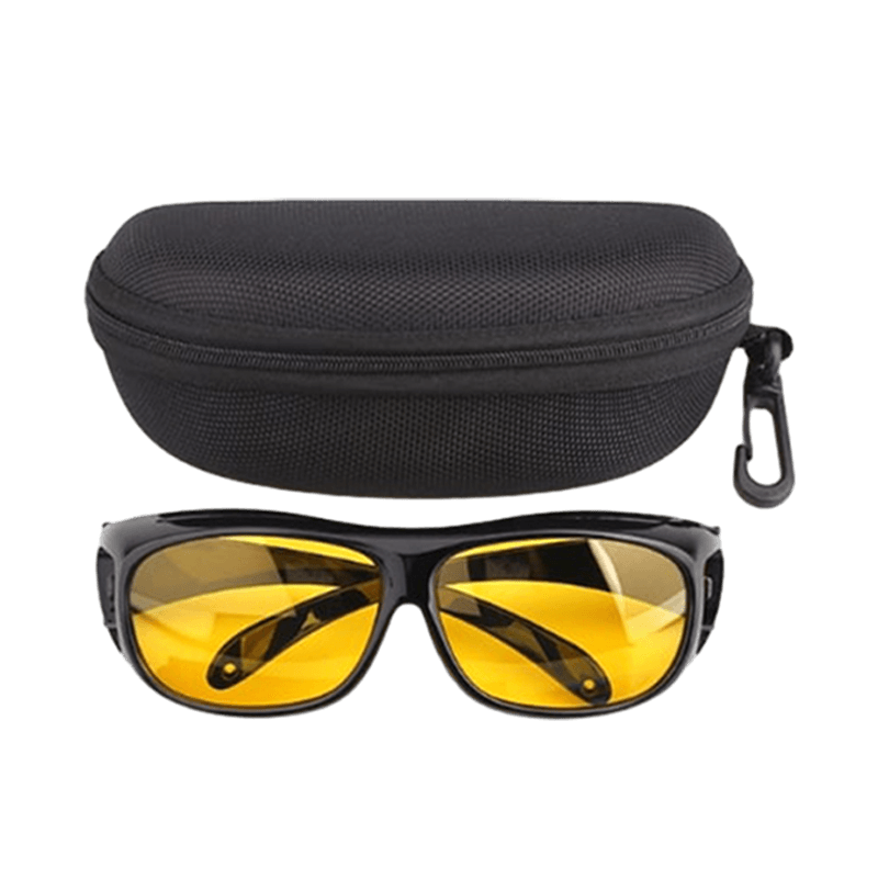 Night Driving Glasses Yellow Polarized Wrap Around Portable Storage Case Over - Image 3