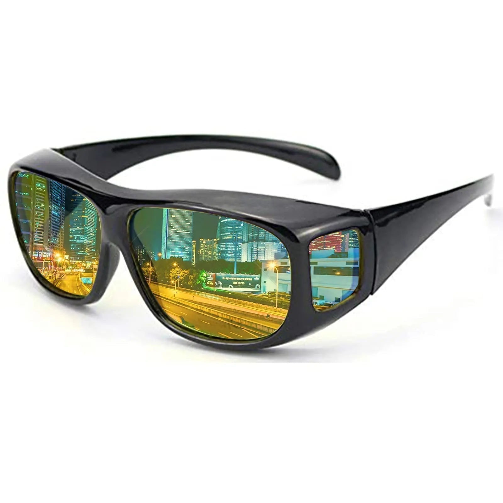 Night Driving Glasses Yellow Polarized Wrap Around Portable Storage Case Over - Image 5