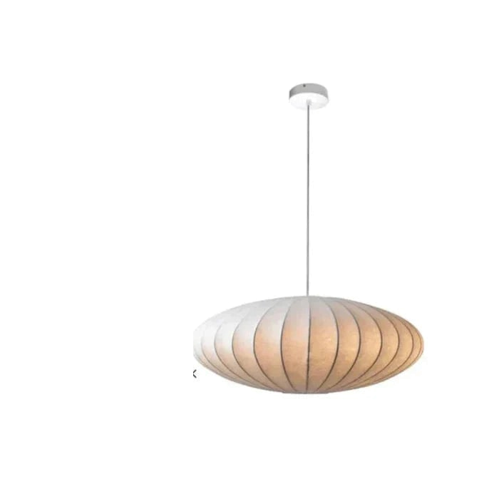Gold Plated Drum Pendant Light Fixture with Silk Saucer Shade and Mid Century Modern Design