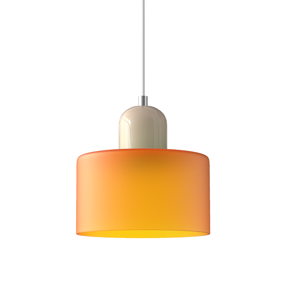Mid-Century Modern Pendant Light Fixture with Warm White and Two-Tier Frosted Glass Shade
