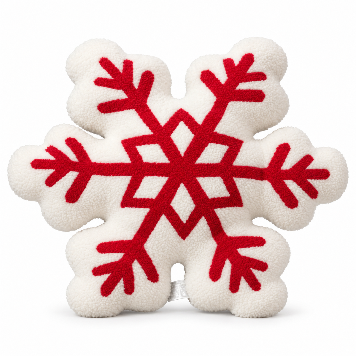 Snowflake Throw Pillow with Plush Sherpa Fabric and Tufted Embroidered Design