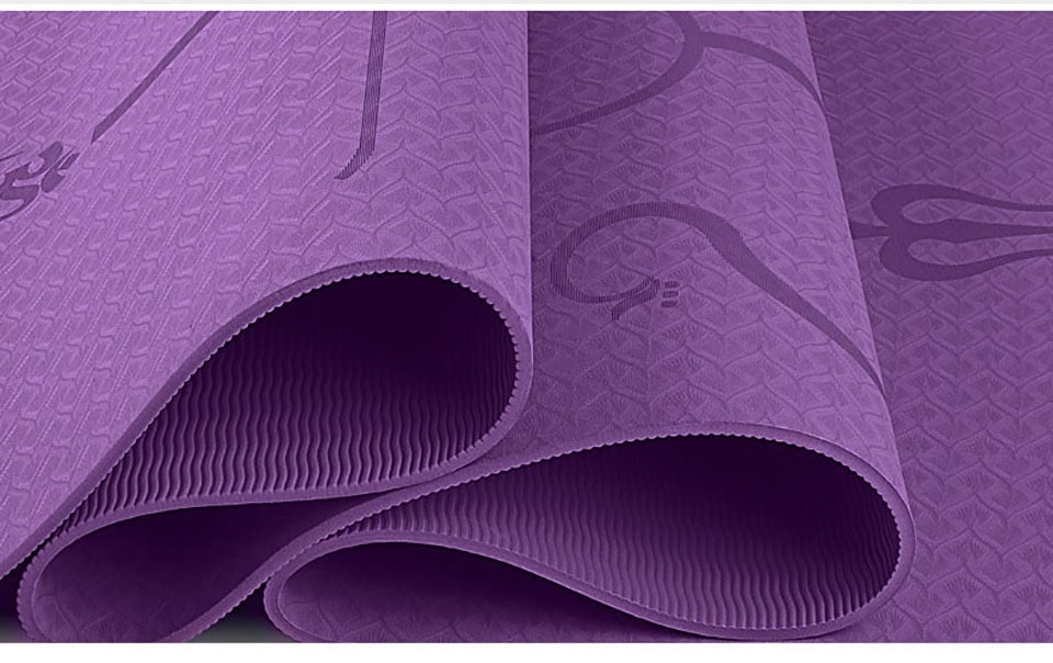 Non Slip Tpe Yoga Mat with Thick Cushioning and Body Alignment Lines for Exercise Foam - Image 21
