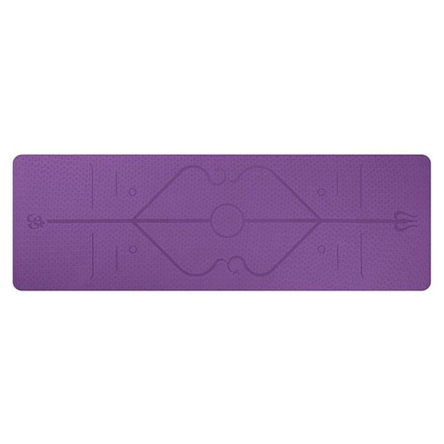 Non Slip Tpe Yoga Mat with Thick Cushioning and Body Alignment Lines for Exercise Foam - Image 3