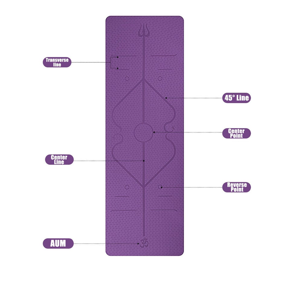 Non Slip Tpe Yoga Mat with Thick Cushioning and Body Alignment Lines for Exercise Foam - Image 5