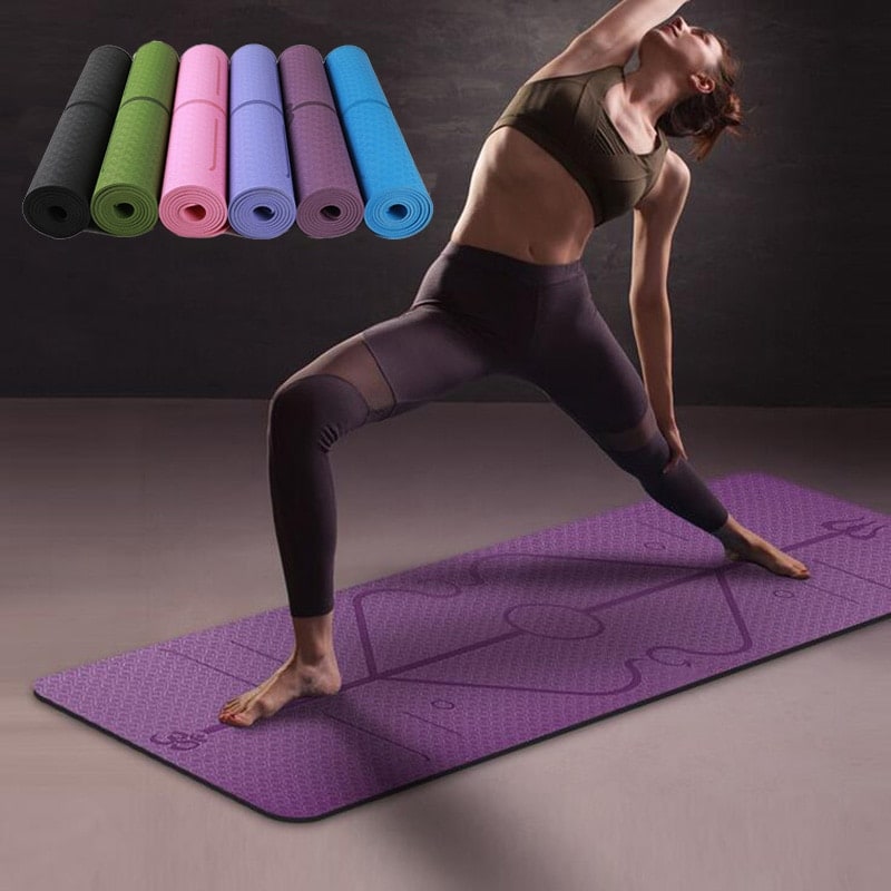 Non Slip Tpe Yoga Mattress with Alignment Lines and Thick 6mm Cushioning for Folding Exercise Mat - Image 16