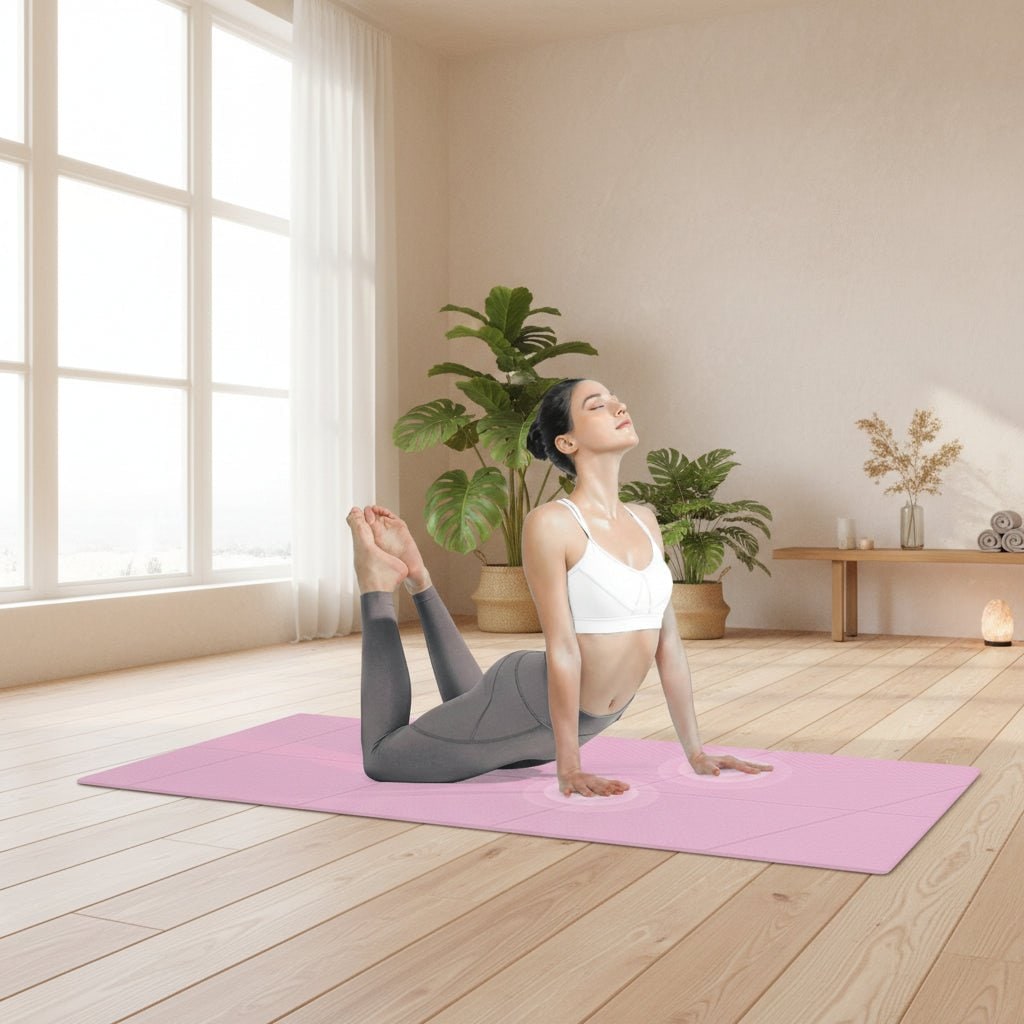 Non Slip Yoga Mat Pilates Foldable Portable Eva Textured Grid Lightweight - Image 2