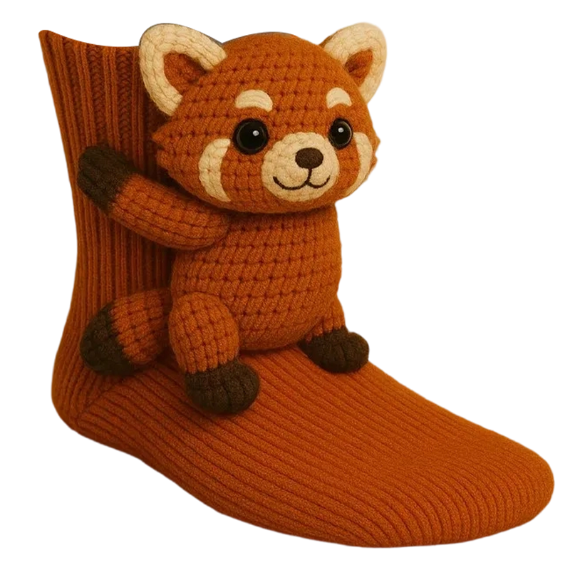 Novelty Socks Animal Crew Length Plush 3D Ribbed Knit Gift Character - Image 3