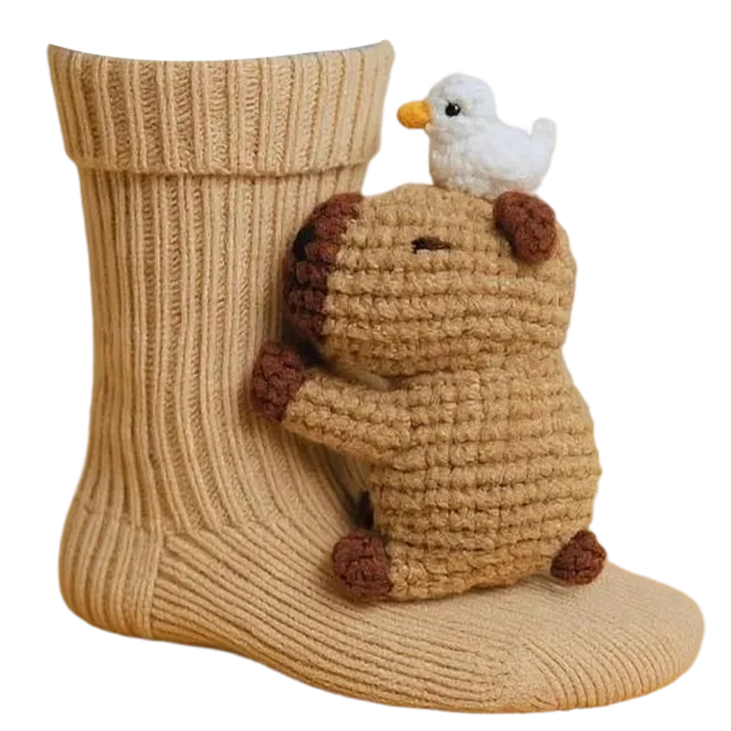 Novelty Socks Animal Crew Length Plush 3D Ribbed Knit Gift Character - Image 5