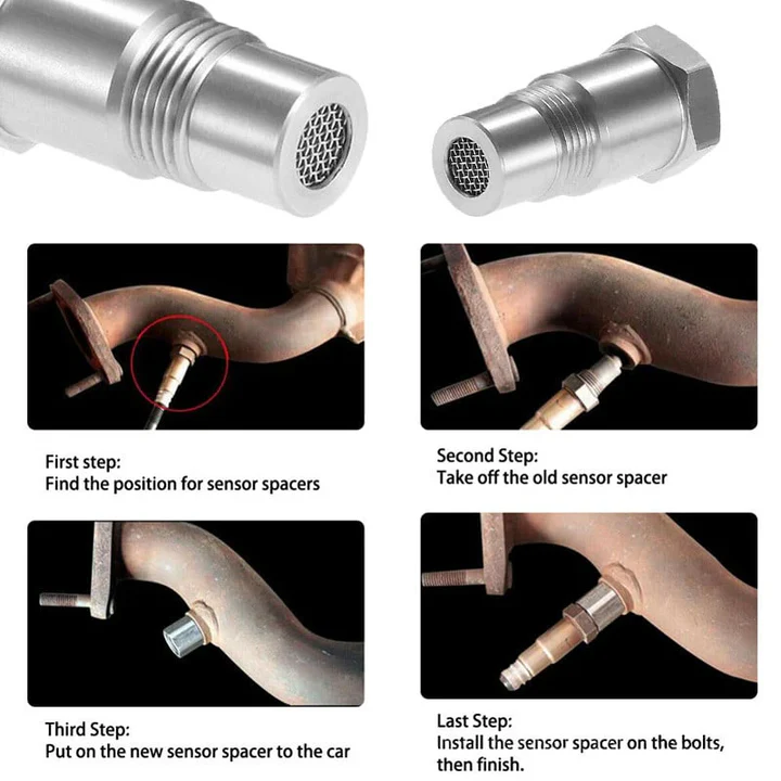 O2 Sensor Spacer with Oxygen Adapter and Built-In Mini Catalytic Converter for Check Engine Light - Image 4