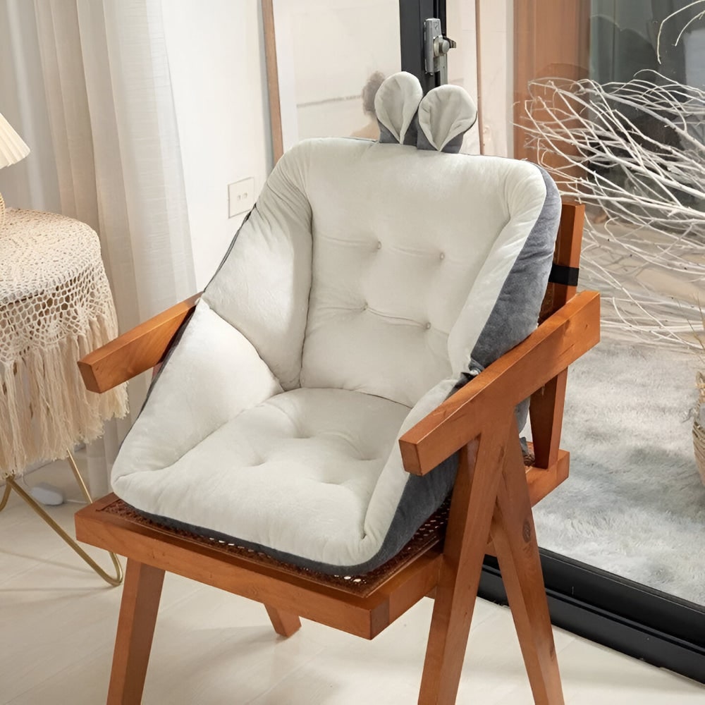 Office Chair Cushion Seat Backrest Velvet Tufted Bunny Ears Support - Image 11