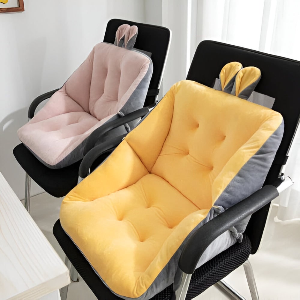 Office Chair Cushion Seat Backrest Velvet Tufted Bunny Ears Support - Image 14