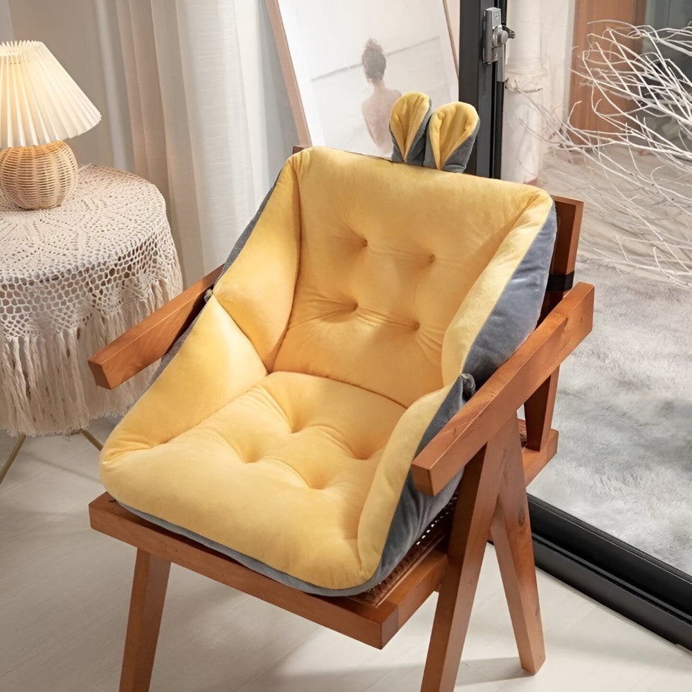 Office Chair Cushion Seat Backrest Velvet Tufted Bunny Ears Support - Image 4