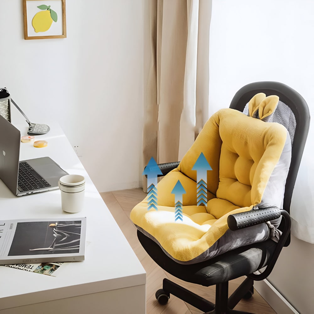 Office Chair Cushion Seat Backrest Velvet Tufted Bunny Ears Support - Image 5