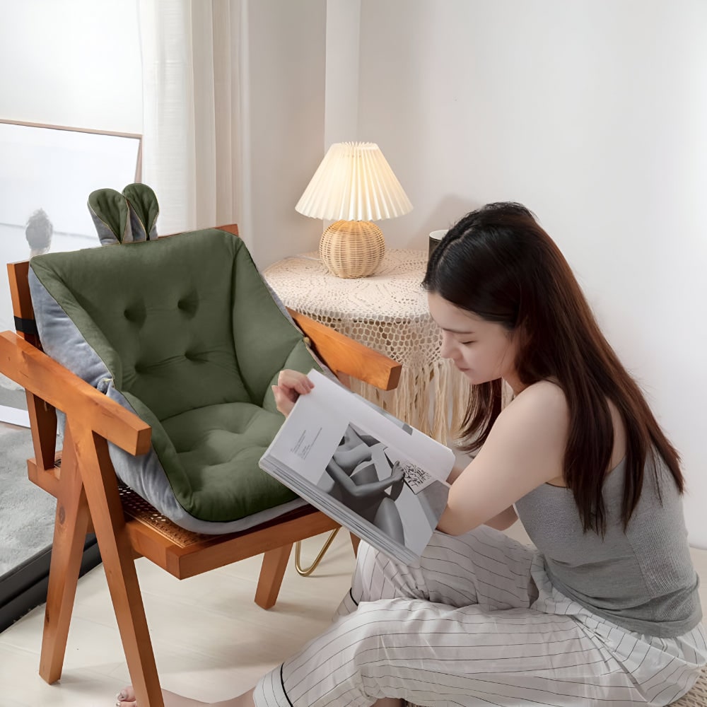 Office Chair Cushion Seat Backrest Velvet Tufted Bunny Ears Support - Image 6
